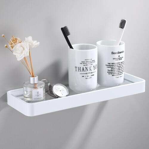 Space Aluminum Wall Shelf Bathroom Storage Rack White Glass Kitchen Storage Rack