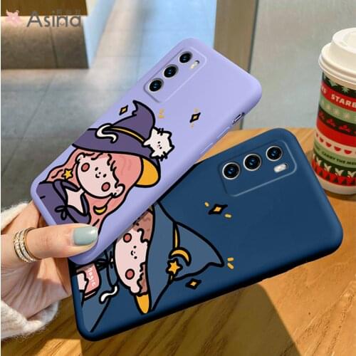 ASINA Liquid Silicone Case For Huawei P40 P30 P20 P Smart 2019 Z Cover Cartoon Bumper Girl Couple Cases For Nova3 3i 5t 7 8 Capa