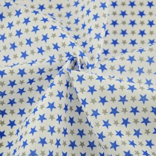 Booksew 100% Cotton Fabric Printed Blue and Gray Star Designs Sewing Home Textile Patchwork Scrapbooking Plain Fat Quarter