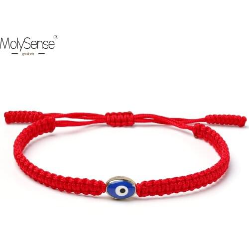 MolySense Handmade Eternal Turkish Lucky Evil Eye Bracelets Blue Eye Designer String Thread Red Rope Braided Rope Bracelet