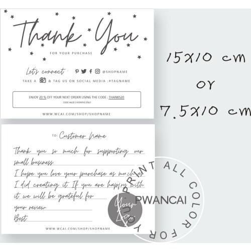 Black Thank You For Your Order Insert Card,Printable Business Note with Social Icons,Handwritten Thanks Note For Customer