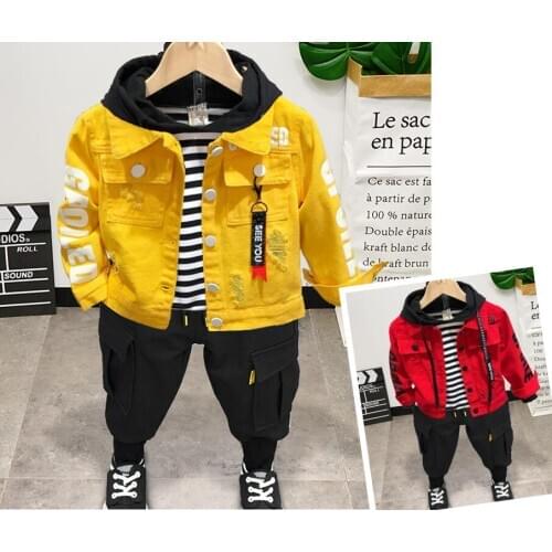 Childrens Clothing Autumn Winter Baby Boys Clothes Denim Jacket, hoodie,Pants Toddler Sport Suit Kids Costume For Boys Set 2-7Y