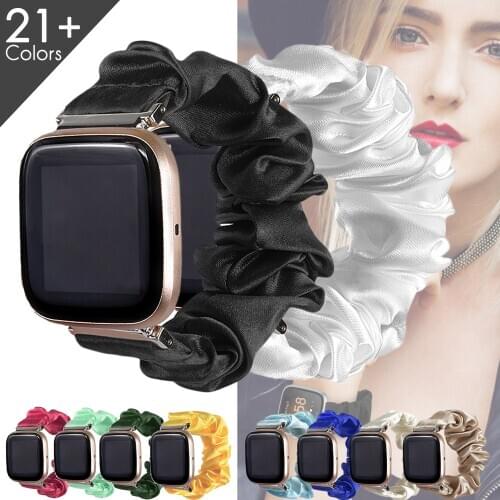 Elastic Fabric Bands for Fitbit Versa 2/Versa Lite Soft Woven Rubber Sport Strap Replacement Scrunchie Band for Versa2