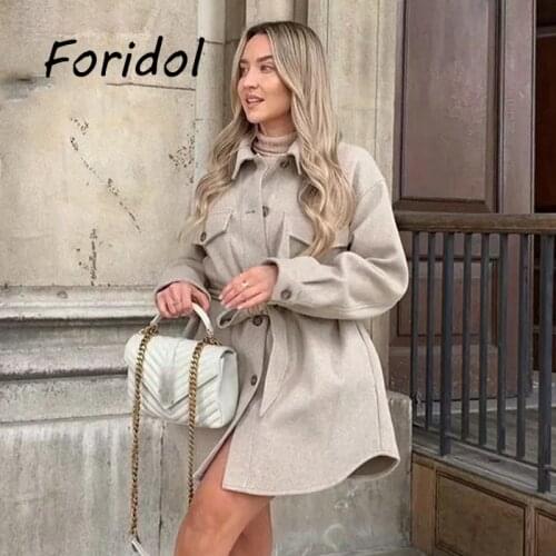 Foridol Women's Coats With A Belt