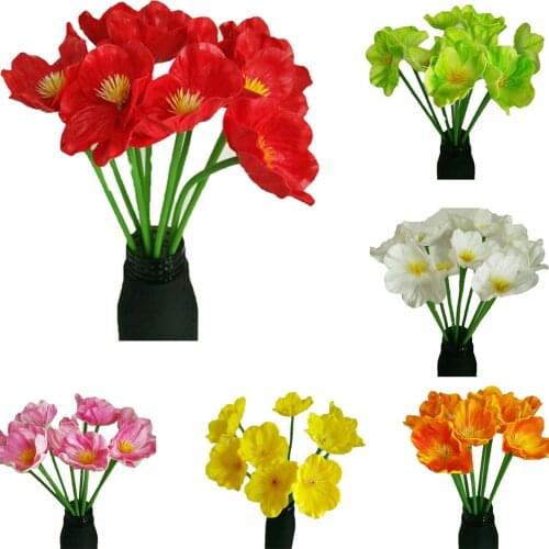 Artificial Poppy Flowers Fake Bridal Wedding Bouquet Home Office Shop Party Bouquet Decoration Simulation PU Flower Photo Props