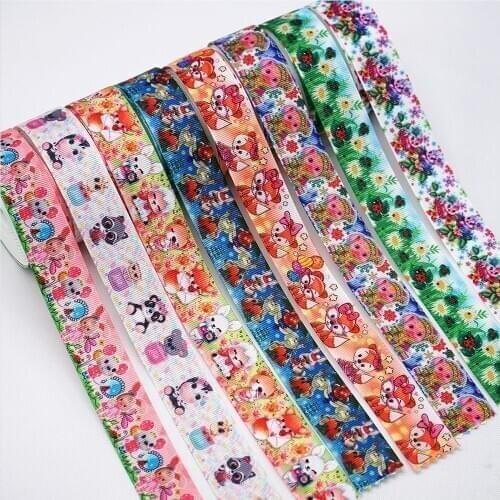 Epoxy Resin Cabochons Cartoon Printed Grosgrain Ribbon 25781