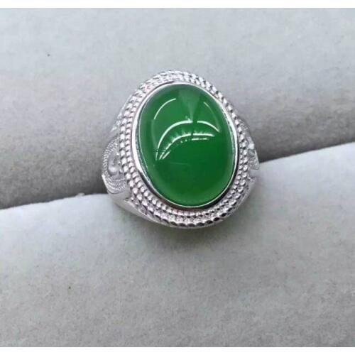 Natural green chalcedony Ring Natural gemstone Ring 925 sterling silver trendy luxurious big for men womens party fine Jewelry