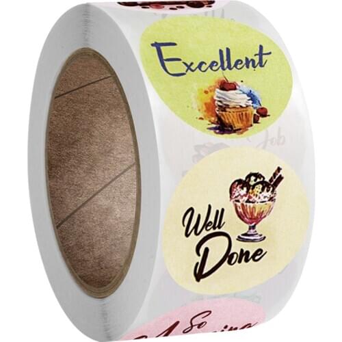 100-500pcs 1 inch Cute Words Stickers for Kids Teacher Reward Stickers School Classroom Supplies Round Encourage Stickers