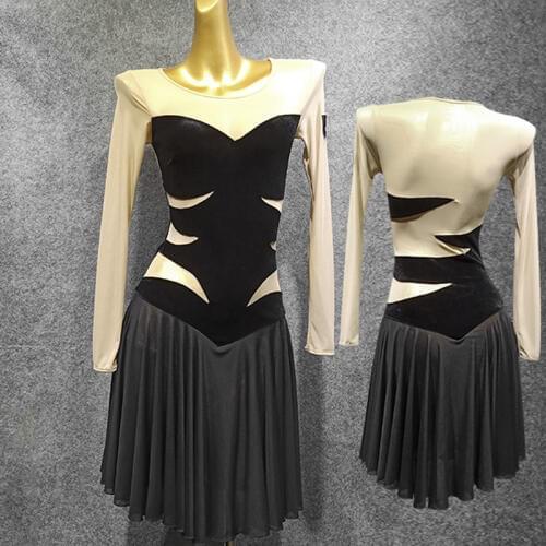 Latin Dress Female New Practice Clothes Long Sleeve Autumn Dress Women Latin Dance Dress Rumba Salsa Performing Dress VDB1098