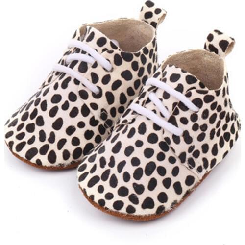 2019 Hot Sale Leopard-print Leather Horsehair Baby Shoes Baby Toddler Shoes Baby Girls Soft Soles 0-24 Months First walkers