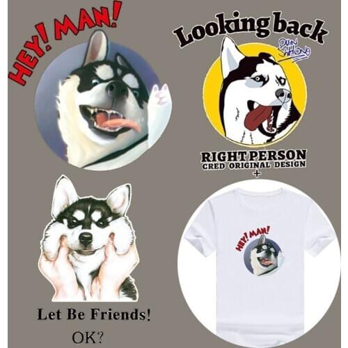 Cute dog Patches Heat Transfer Iron On Patch A-level Washable Clothes Stickers Easy Print By Household Irons Sticker