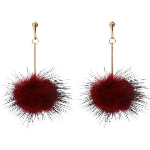 Cute Fluffy Fur Ball Pom Pom Earrings for Women Girls Fashion Gold Color Drop Dangle Earrings Ear Jewelry Party Gift Brincos