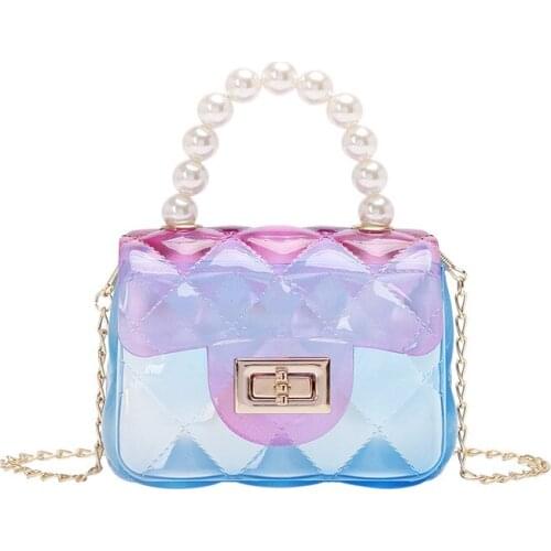 2021 summer new pearl handbag mini jelly bag PVC transparent shoulder messenger female bag color transparent bag