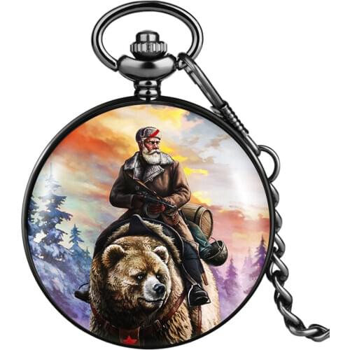 Practical Gift Justice Brave Bear Mens Pocket Watch Individuality Durable Big Dial Comfortable Pendant Present For Boyfriend