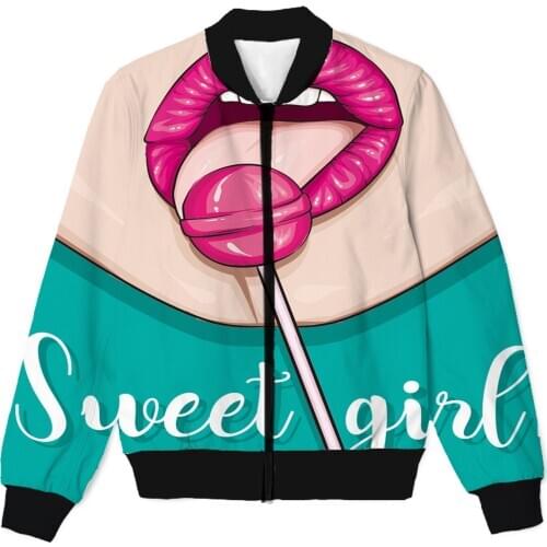 REAL American SIZE Sweet Girl 3D Sublimation print Zipper Up Jacket plus size 4XL 5XL 6XL