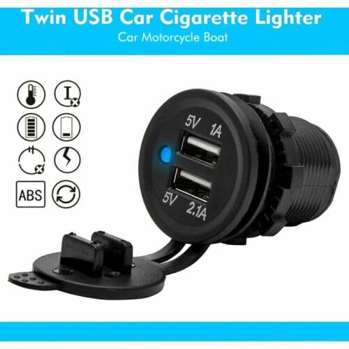 Newest Car 12V Dual USB Charger Socket Black Power Charger Adapter for Vehicles GPS Mobile Phone MP3 Auto Interior Accessories