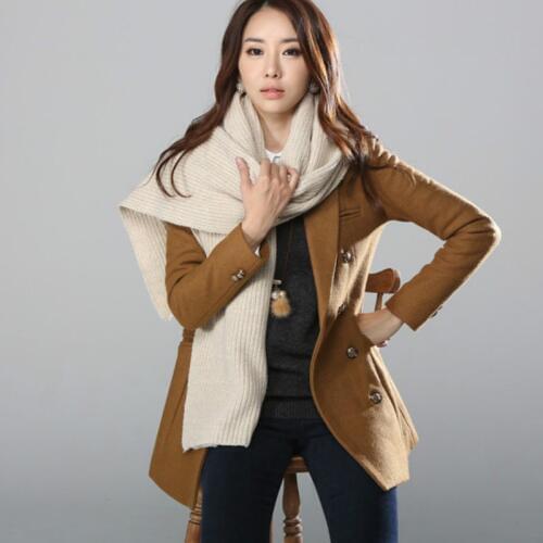 New women scarf Korean wool student long thick warm knitting winter pink yellow khaki beige scarf