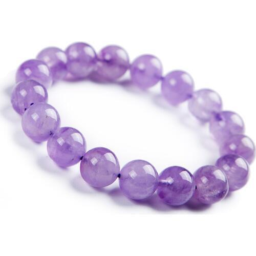 Genuine Lavender Purple Crystal Girl Jewelry Romantic Round Bead Stretch Bracelets 12mm
