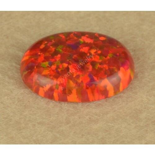 Opal supplier lab created opal stone oval cabochon flat back 12*16mm OP45 red loose jewelry gemstone