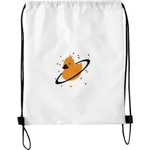 Quackity 3D Fashion Style Student Shoulder Storage Bag Drawstring Travel Beach Backpack Toys Shoes Clothes Organizer