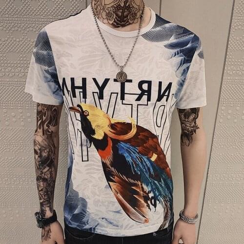 Letter Print Slim Fit Short Sleeves T Shirt Men Social Poleras Hombre 2020 Camisa Homens Night Club Outfits Mode Man Kledin