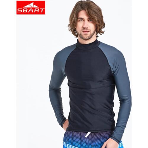 SBART 1PC Men Long Sleeve Snorkeling Windsurf Rashguard Surf Anti-UV Lycra Swim Wetsuit Shirt Diving Tops Swimsuit for Surfing