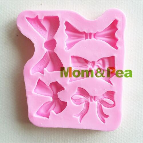 Mom&Pea MP140 Free Shipping Bowknots Silicone Mold Cake Decoration Fondant Cake 3D Mold Soap Mold Food Grade