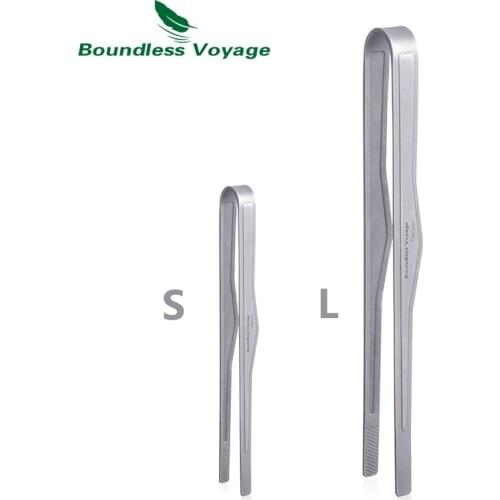 Boundless Voyage Titanium Kitchen Tongs Tea Cup Tweezer Clip BBQ Grill Clip Lightweight Fried Steak Salad Cooking Handy Utensil