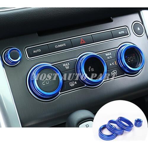 Inner Console Air Condition Knob Trim For Land Rover Range Rover L405 Vogue 2013-2017 Blue/Silver/Red Car Decoration