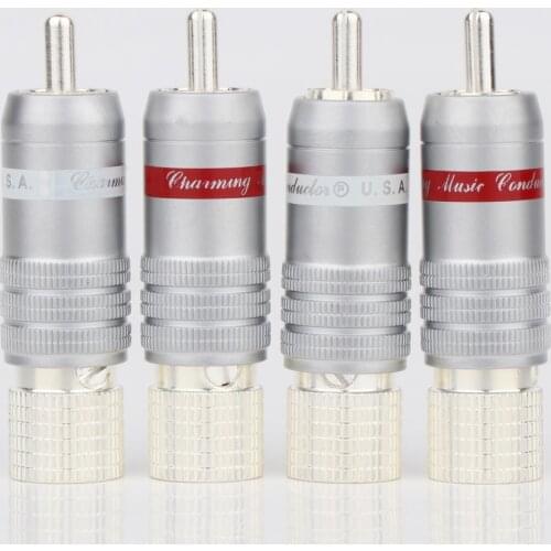 High Quality 4PCS CMC 8236-WU-AG Silver plated RCA connector RCA plug RCA Male Interconnect Cable Plug Hifi RCA Jack Scre