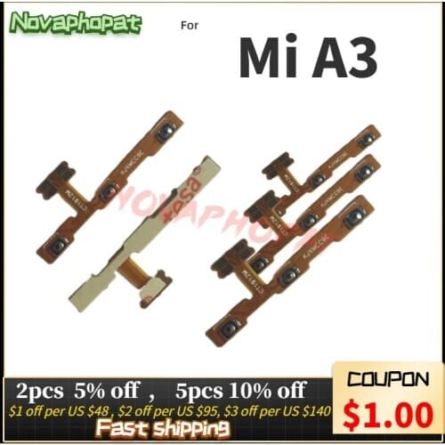 Novaphonepat Power Button Ribbon For Xiaomi Mi A3 Power Switch on/off Volume Up Down keyboard Flex Cable