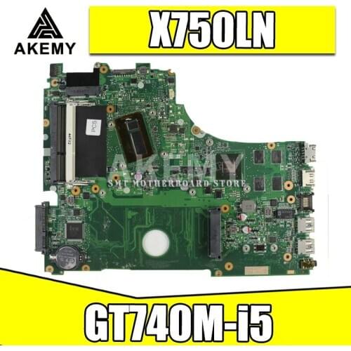 X750LN motherboar with i5 Processor GeForce GT740M 2 GB For Asus X750LN X750L K750L Notebook motherboard X750LB board 100% Tests