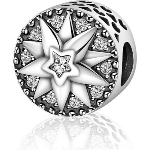 2019 NEW High Quality 925 Sterling Silver Sun Freeze Element Sparkling CZ Beads fit Charm Bracelets for Women DIY 2161-2180