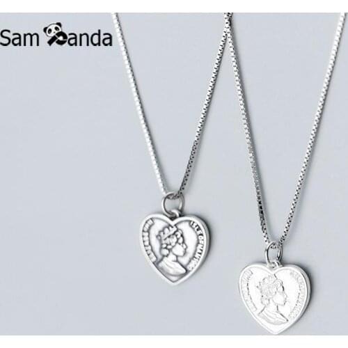 Sampanda 925 Sterling Silver Korean Style Fashion Statement Portrait Heart-shaped Thai Silver Pendant For Women Fashion Jewelry