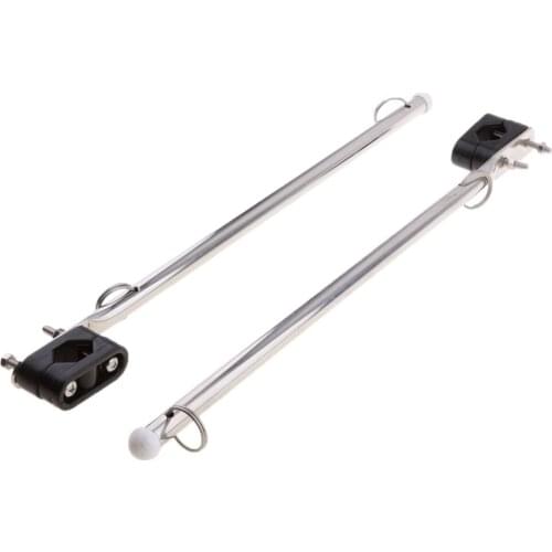 2 Pcs Marine Stainless Steel Rail Mount Flag Pole For Boat Yacht 7/8" Rails