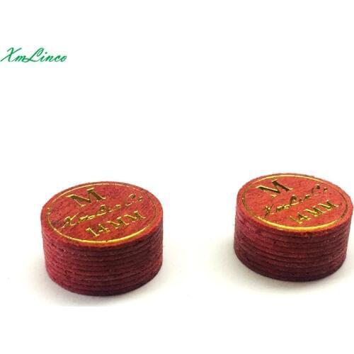 2pc Xmlinco 14mm 10 layers burgundy color SS, S,M,H made in Japan leather billiard pool cue tips promotion
