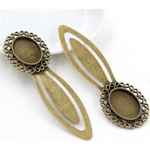 2pcs 13x18mm Inner Size Antique Bronze Vintage Style Handmade Bookmark Cabochon Base Cameo Setting