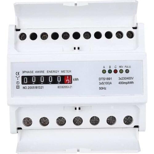 DTS1891 50Hz 3 Phase 4-Wire Meter High Accuracy 7P Counter Rail Energy Meters