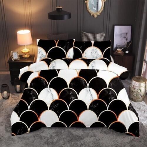 YuXiu Microfiber Fabric Black White Duvet Cover Sets 3pcs luxury Bedding Set Bed Linens King Queen Full Twin Size