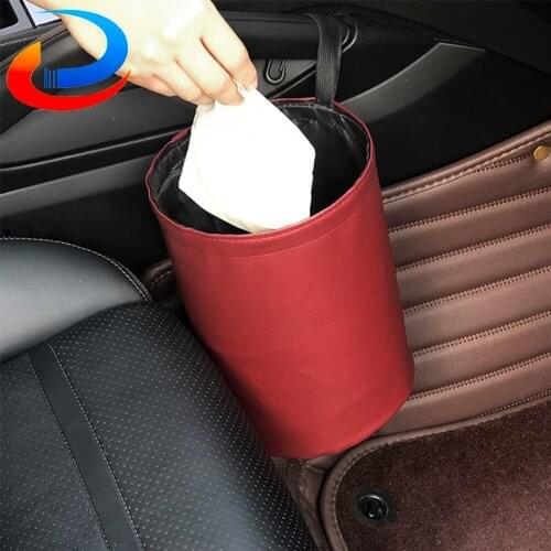 Car Storage Busket Container For Waste Organizer Interior Rubbish Holder Folding Auto Waterproof Garbage Can Trash