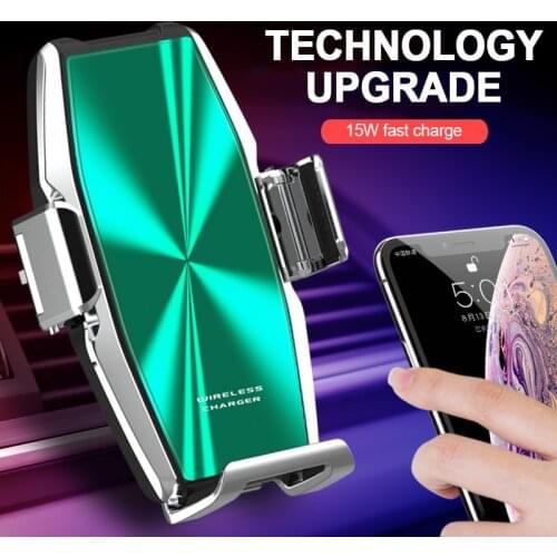 Tongdaytech 15W Car Wireless Charger For Iphone 8 XS 11 Pro Max Automatic Car Fast Charger Holder For Samsung S20 S10 S9 S8 Plus