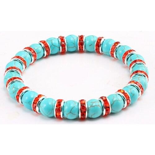 Natural Turquoise Charm Bracelet Women Men Diamond Chakra Beads Bracelet Buddha Prayer Jewelry Blessing Birthday Gift