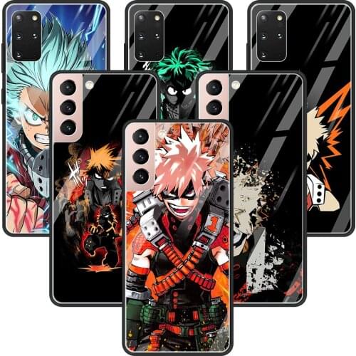 Tempered Glass Case for Samsung S21 S20 Ultra Shell For Galaxy S20 FE S21 S10 S9 S8 Plus S10 Lite S10e Cover My Hero Academia