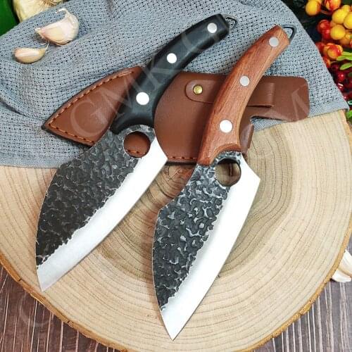 Damask Stainless Steel Kitchen Knives Meat Cleaver Hunting Knife Forged Vegetable Cutter Slicer Cooking Tools