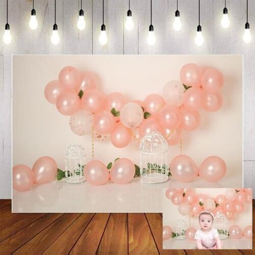 Mehofond Photography Background Balloon Green Plants Sweet Girl Baby Shower Birthday Party Cake Smash Backdrop Photo Studio Prop