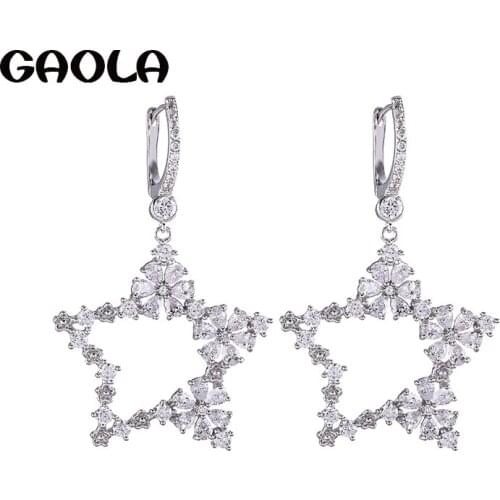 GAOLA High Quality Cubic Zircon Geometric Earrings Star Dangle Earring Women Fashion Jewelry GLE9175