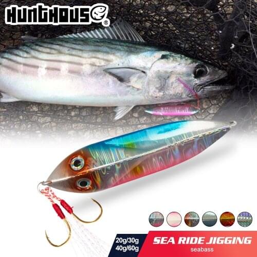Hunthouse slow sinking jigging fishing lures hard sea ride jig lure spoon slow jig lead bait Luminous isca artificial wobbler