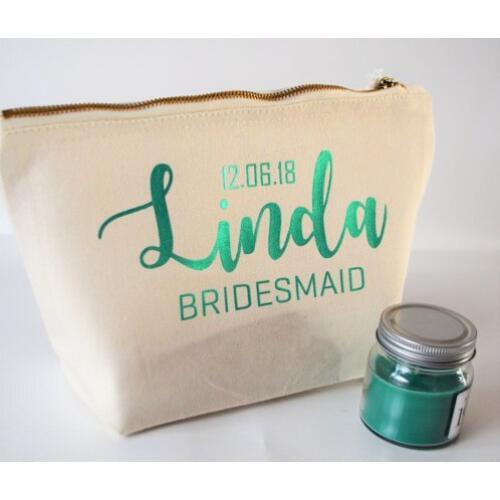 Personalize name wedding bride bridesmaid Make Up makeup comestic Canvas Bags Gift for Bridal Party Bags toiletry zipper pouches