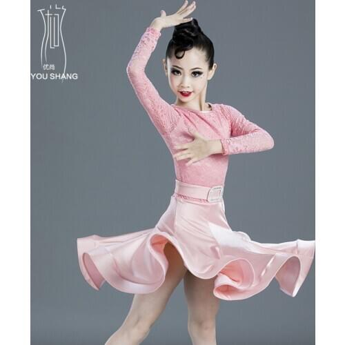 New Girls Autumn winter Latin Dance Dress Children Dance long Sleeveless Performance Competition Standard Kids Dance Costumes