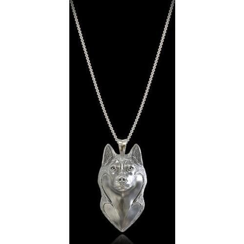 Alaskan Malamute necklace cartoon Siberian Husky dog pendant jewelry golden colors plated